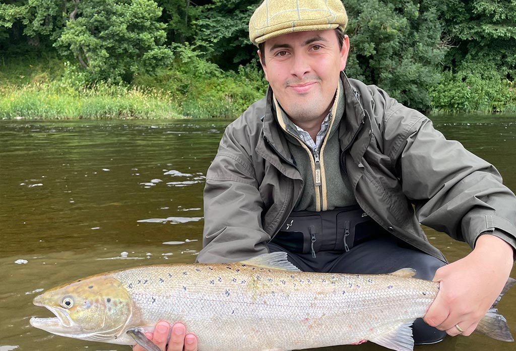 Mr Cooper with his 10lb salmon caught on 28th July 2023